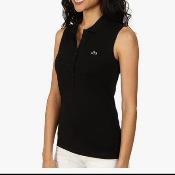 Lacoste Black Sleeveless Pique Polo - Picture 1 of 5